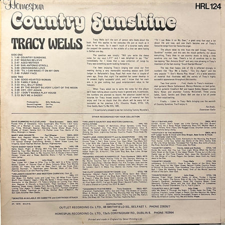 Tracy Wells : Country Sunshine (LP, Album, TP, W/Lbl, Whi)