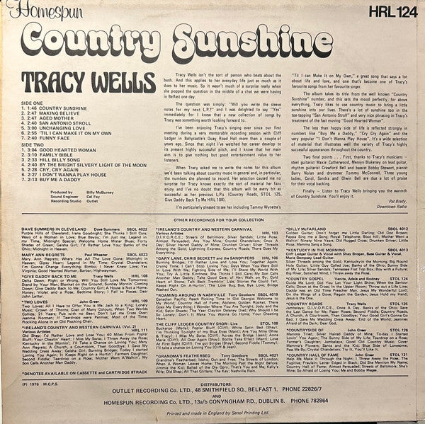 Tracy Wells : Country Sunshine (LP, Album, TP, W/Lbl, Whi)