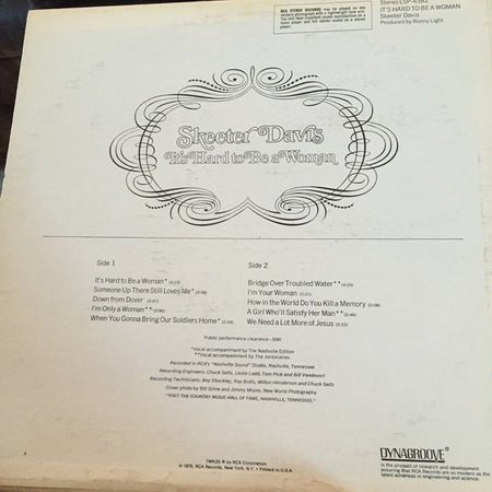 Skeeter Davis : It's Hard To Be A Woman (LP, Album)
