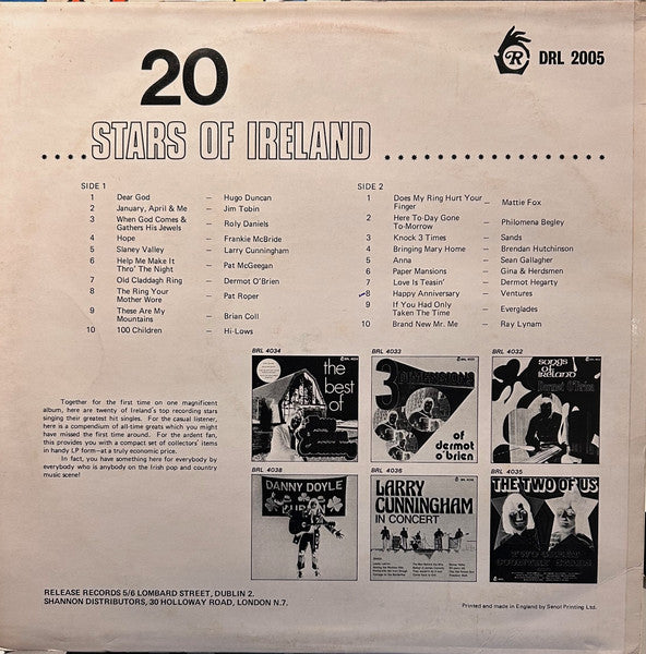 Various : 20 Stars Of Ireland (LP, Comp)