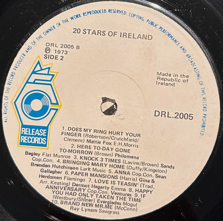 Various : 20 Stars Of Ireland (LP, Comp)