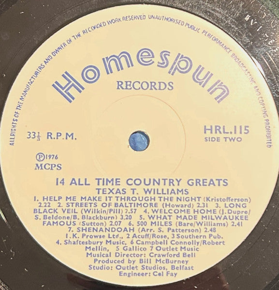 Texas T. Williams : 14 All Time Country Hits (LP, Comp)