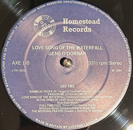 Gene O'Dornan : Lovesong Of The Waterfall (LP, Album)