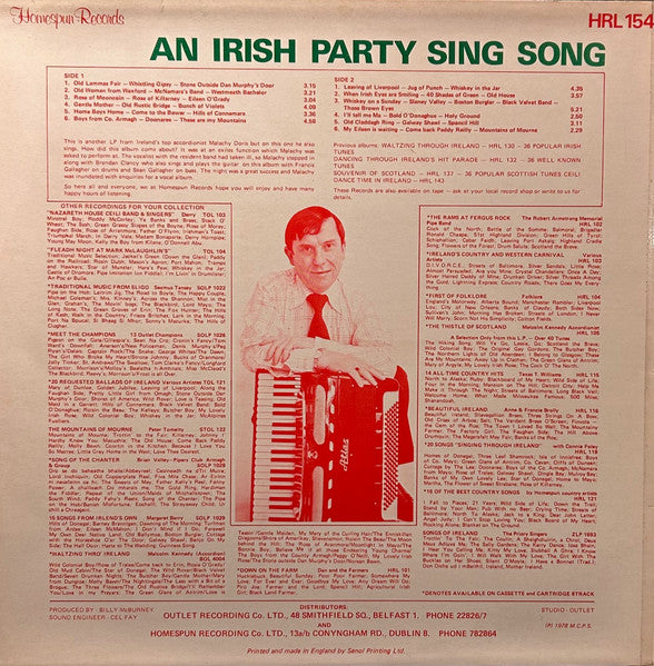 Malachy Doris, Brendan Clancy (3) : An Irish Party Sing Song (LP, Album, W/Lbl)