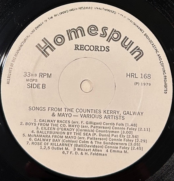 Various : Songs Of Co. Kerry Co. Galway Co. Mayo (LP, Comp)
