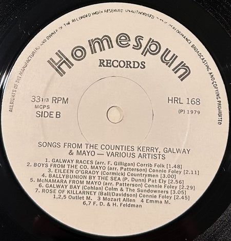 Various : Songs Of Co. Kerry Co. Galway Co. Mayo (LP, Comp)