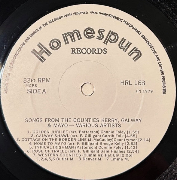Various : Songs Of Co. Kerry Co. Galway Co. Mayo (LP, Comp)