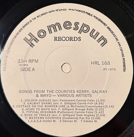 Various : Songs Of Co. Kerry Co. Galway Co. Mayo (LP, Comp)