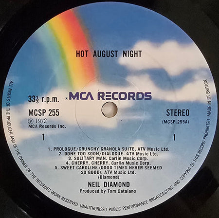 Neil Diamond : Hot August Night (2xLP, Album, RE)