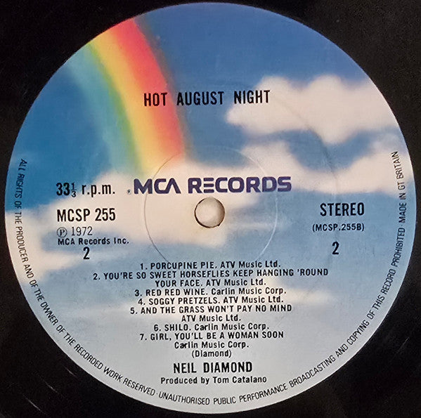 Neil Diamond : Hot August Night (2xLP, Album, RE)