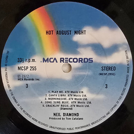 Neil Diamond : Hot August Night (2xLP, Album, RE)