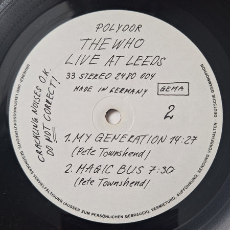 The Who : Live At Leeds (LP, Album, RE, Gat)