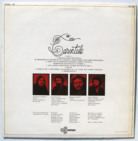 Tarentule : Tarentule (LP, Album)