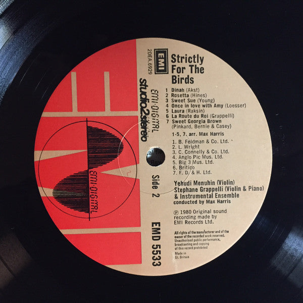 Yehudi Menuhin, Stéphane Grappelli & Max Harris : Strictly For The Birds (LP, Album)
