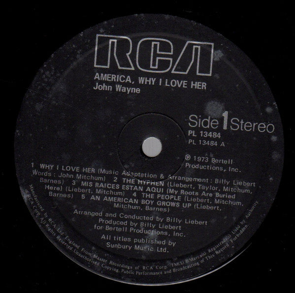 John Wayne : America, Why I Love Her (LP, Album)