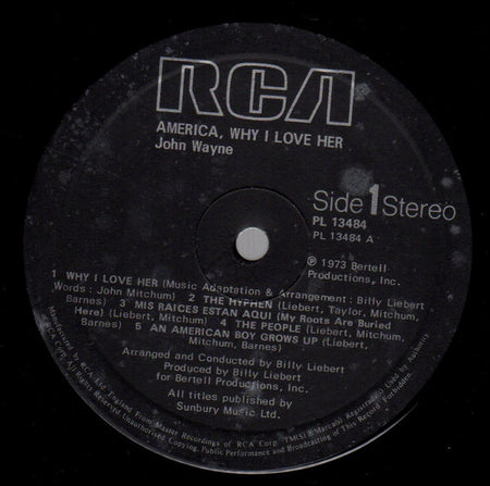 John Wayne : America, Why I Love Her (LP, Album)
