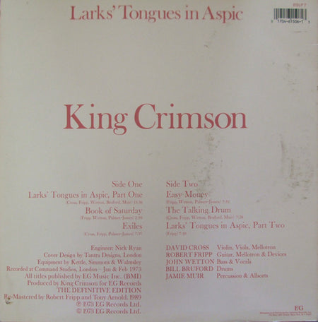 King Crimson : Larks' Tongues In Aspic (LP, Album, RE, RM)