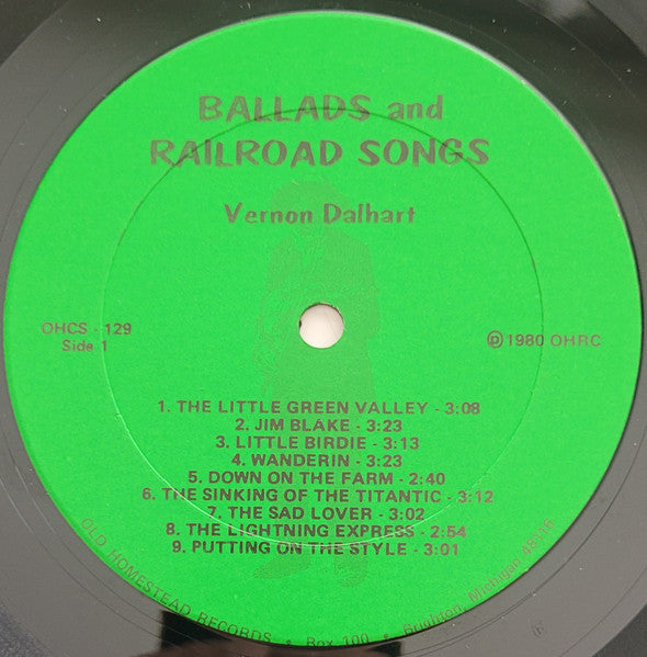 Vernon Dalhart : Ballads And Railroad Songs (LP, Comp, Gre)