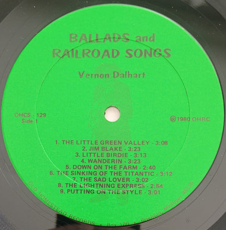 Vernon Dalhart : Ballads And Railroad Songs (LP, Comp, Gre)