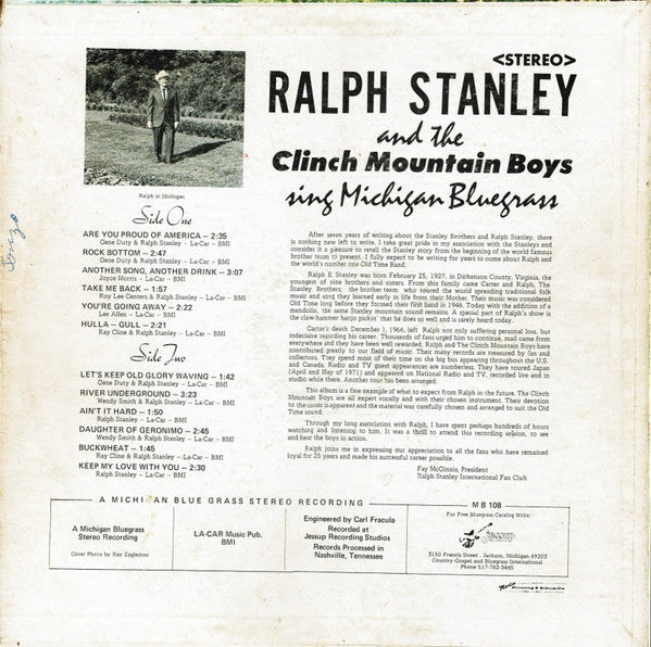 Ralph Stanley And  The Clinch Mountain Boys : Sing Michigan Bluegrass (LP, Album)
