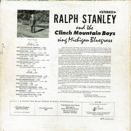 Ralph Stanley And  The Clinch Mountain Boys : Sing Michigan Bluegrass (LP, Album)