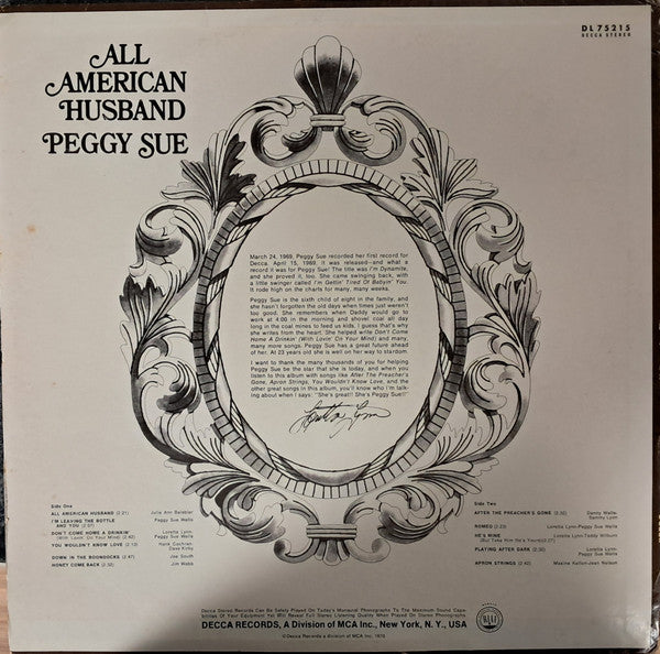 Peggy Sue (2) : All-American Husband (LP, Album, Ind)