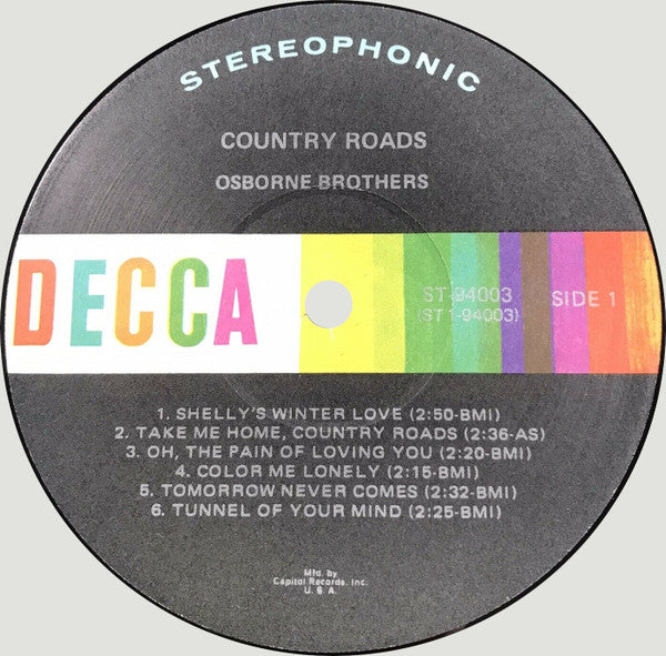 The Osborne Brothers : Country Roads (LP, Club, Cap)