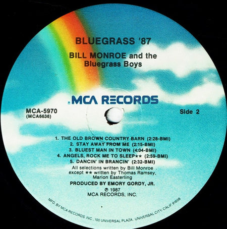 Bill Monroe And The Blue Grass Boys* : Bluegrass '87 (LP, Album, Pin)