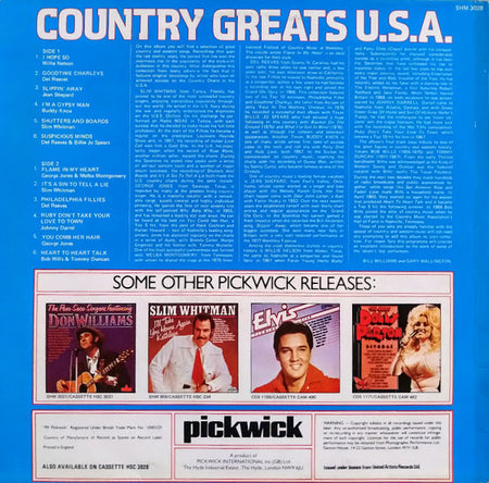 Various : Country Greats U.S.A. (LP, Comp)