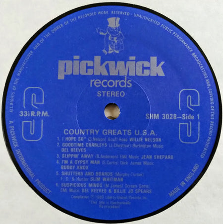Various : Country Greats U.S.A. (LP, Comp)