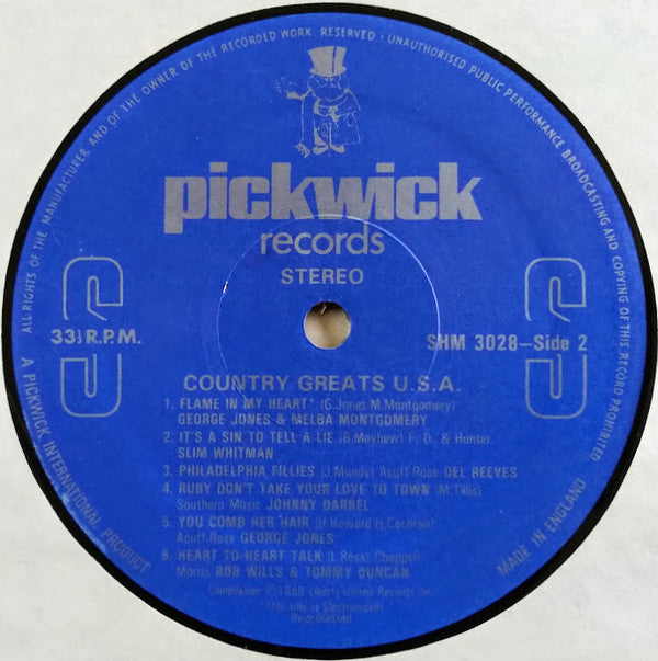 Various : Country Greats U.S.A. (LP, Comp)