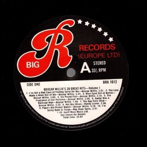 Boxcar Willie : 20 Great Hits - Volume 1 (LP, Comp)