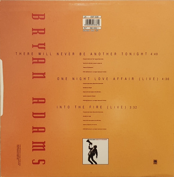 Bryan Adams : There Will Never Be Another Tonight (12", S/Sided, Single, Etch)