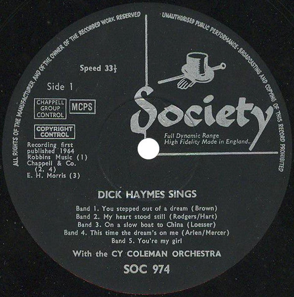 Dick Haymes With The Cy Coleman Orchestra : Dick Haymes Sings With The Cy Coleman Orchestra (LP)