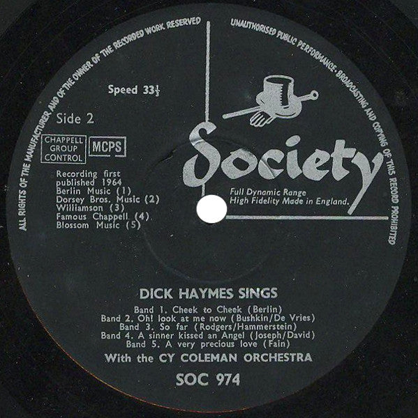 Dick Haymes With The Cy Coleman Orchestra : Dick Haymes Sings With The Cy Coleman Orchestra (LP)