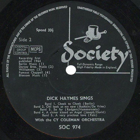 Dick Haymes With The Cy Coleman Orchestra : Dick Haymes Sings With The Cy Coleman Orchestra (LP)