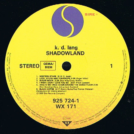 k.d. lang : Shadowland (The Owen Bradley Sessions) (LP, Album)
