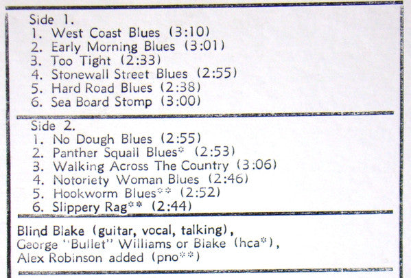 Blind Blake : No Dough Blues 1926-29 (Volume 3) (LP, Comp, RM)
