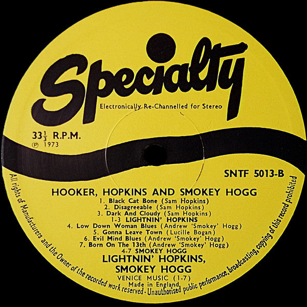 Hooker*, Hopkins* & Hogg* : Hooker, Hopkins & Hogg (LP, Comp)