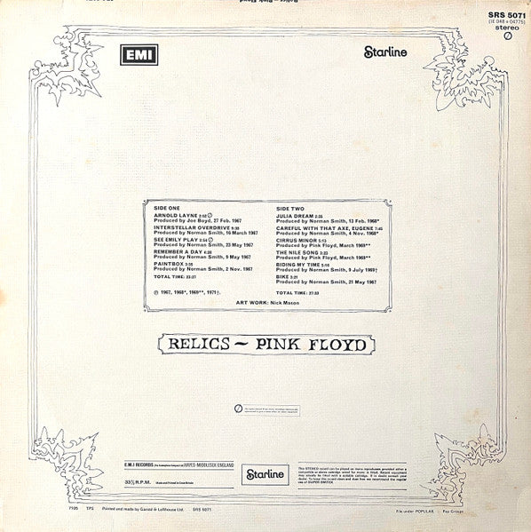 Pink Floyd : Relics (LP, Comp, RE, Tex)