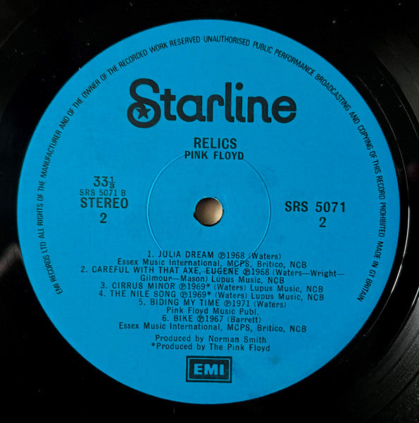 Pink Floyd : Relics (LP, Comp, RE, Tex)