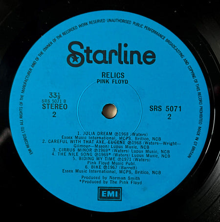 Pink Floyd : Relics (LP, Comp, RE, Tex)