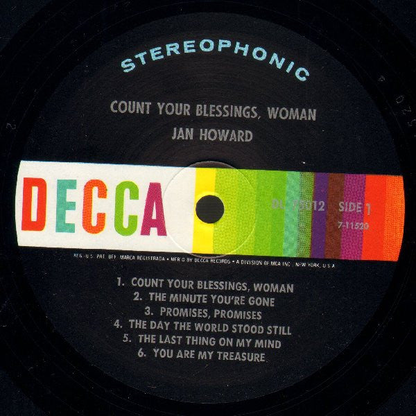 Jan Howard : Count Your Blessings, Woman (LP, Album)