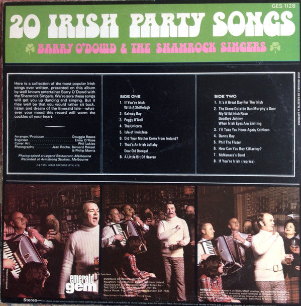Barry O'Dowd & The Shamrock Singers : 20 Irish Party Songs (LP)