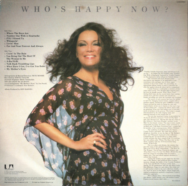 Connie Francis : Who's Happy Now? (LP, Album)
