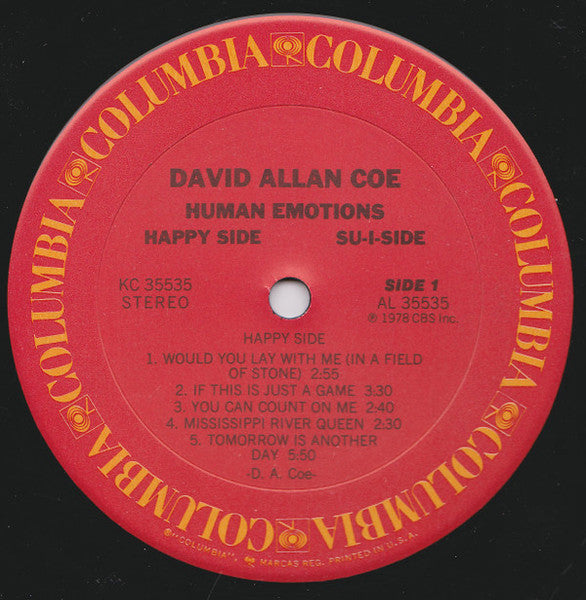 David Allan Coe : Human Emotions (Happy Side/Su-I-Side) (LP, Album)