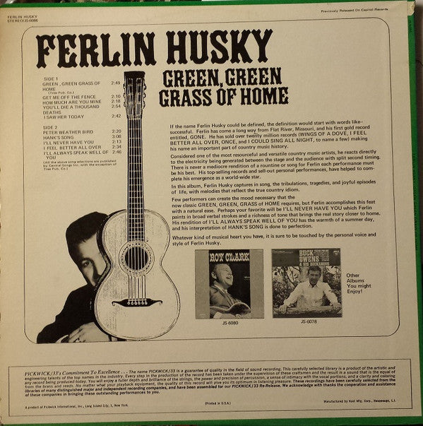Ferlin Husky : Green, Green Grass Of Home (LP, Comp, RE)