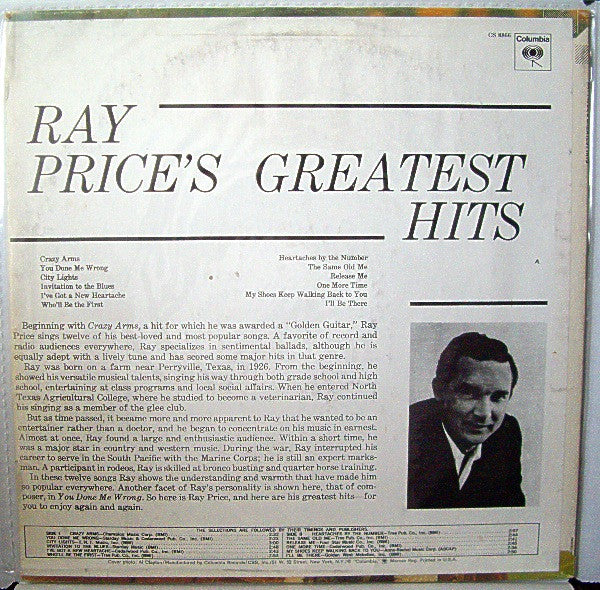 Ray Price : Ray Price's Greatest Hits (LP, Comp, RE)