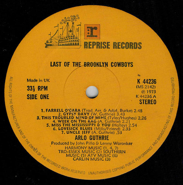 Arlo Guthrie : Last Of The Brooklyn Cowboys (LP, Album, Gat)