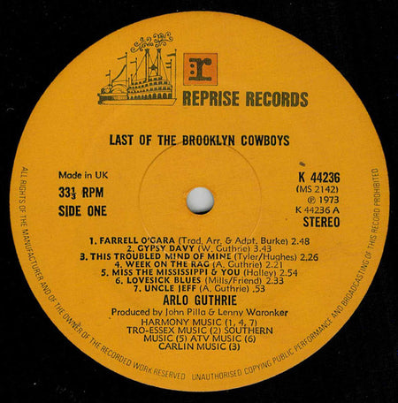 Arlo Guthrie : Last Of The Brooklyn Cowboys (LP, Album, Gat)
